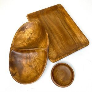 Beekman Home Acacia Charcuterie Wood Tray Serving Set NWOT